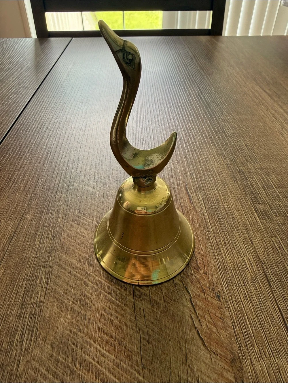 Brass Duck-Handled Hand Bell - Brass Finish